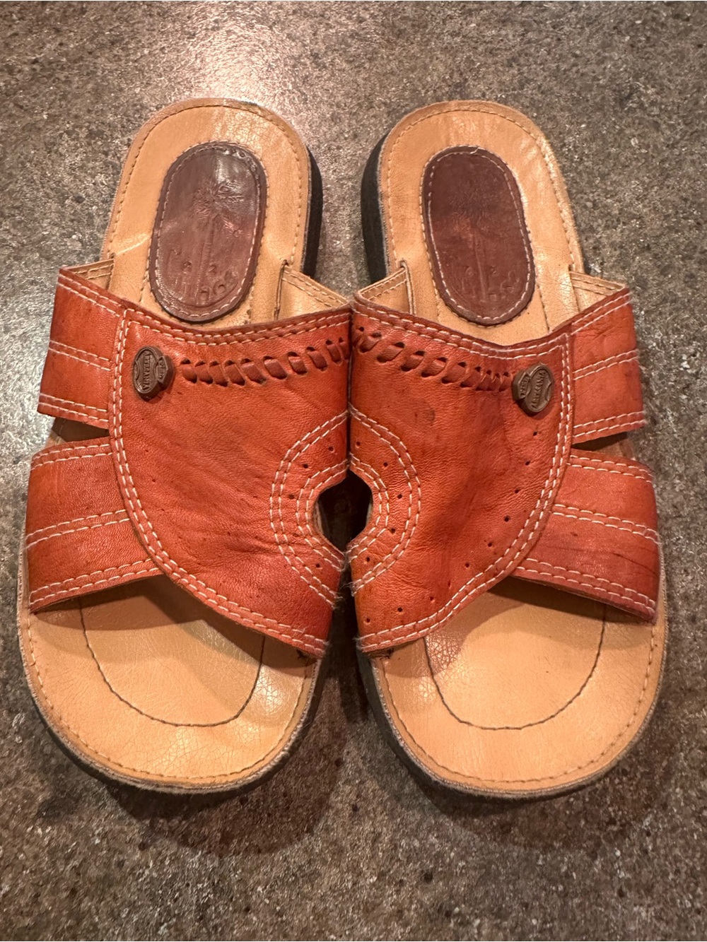 ⭐️ Artisania Men's 10 Leather Slide Sandals in Rust Brown
